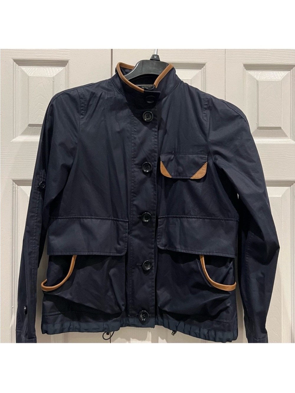 Coach 💗Navy Utility Jacket with Tan Trim